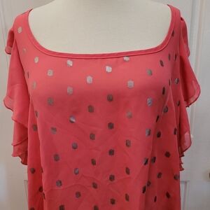 Top torrid top peach gold print romantic flowy spring summer racerback 1X Size 1